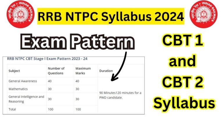 RRB NTPC Syllabus 2024, CBT 1 and CBT 2 Syllabus, Exam Pattern