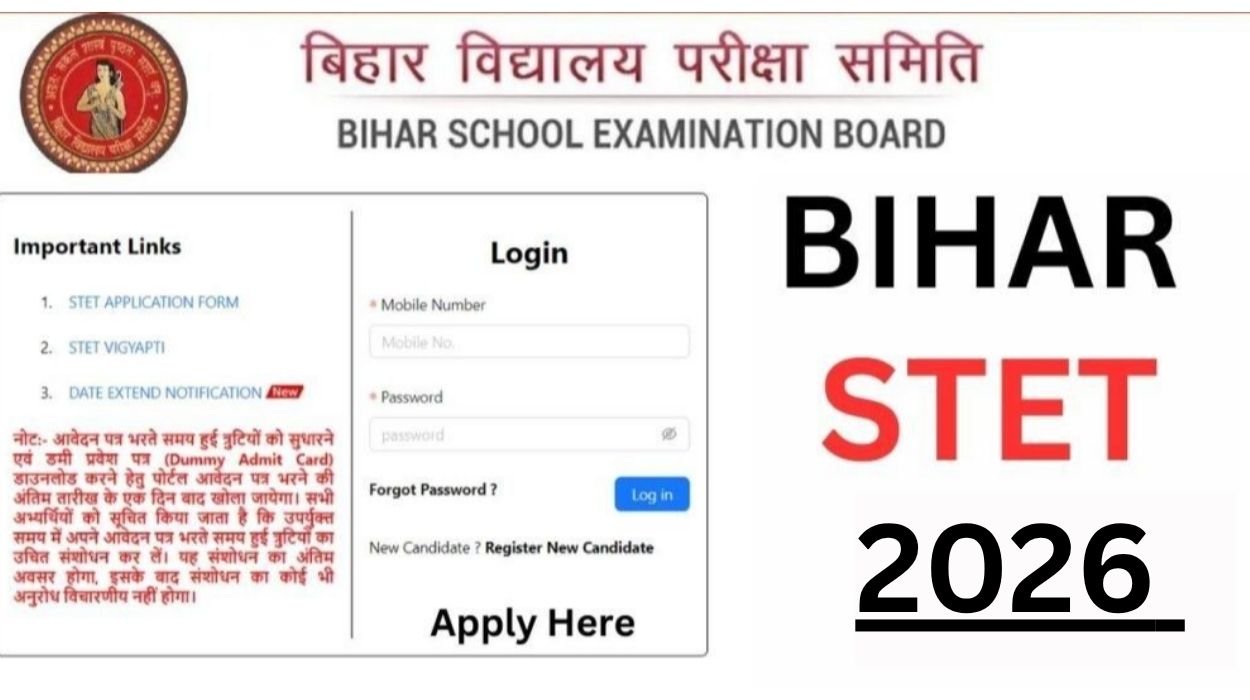 Bihar STET 2026 Notification Details, Exam Date, Eligibility, Apply Online