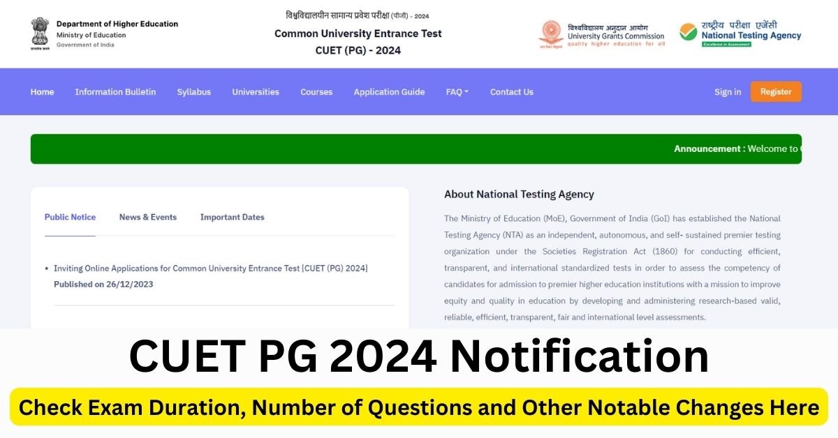 CUET PG 2024 Notification Registration Last Date Apply Fast