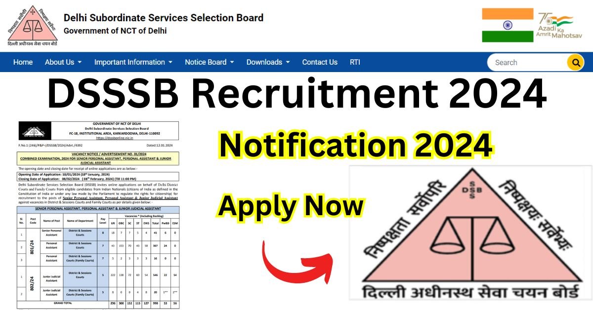 DSSSB JJA PA Recruitment 2024