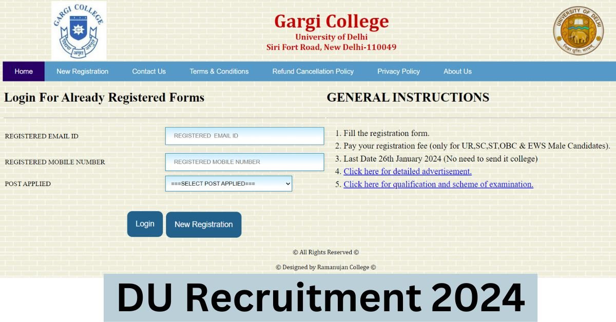 DU Recruitment 2024 Apply Online for Non- Teaching Posts