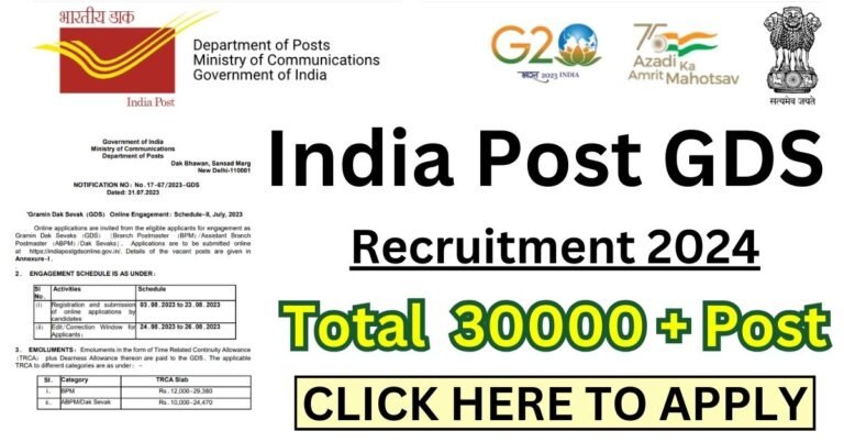 India Post GDS Recruitment 2024 Notification, Eligibility Criteria and Application Fee 
