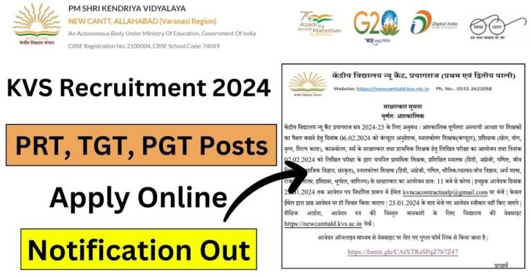 KVS Recruitment 2024 Apply Online for PRT, TGT, PGT