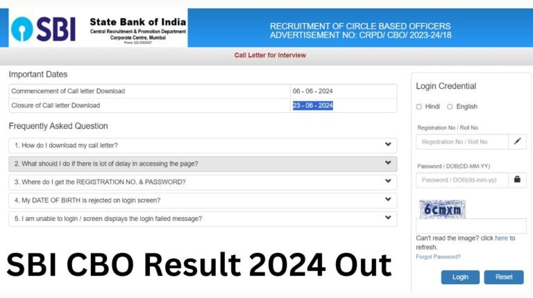 SBI CBO Result 2024 Out