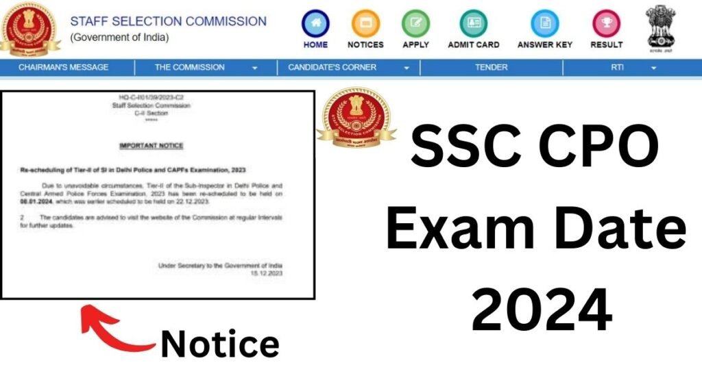 SSC CPO Exam Date 2024 Out for Paper 2 Check Exam Schedule