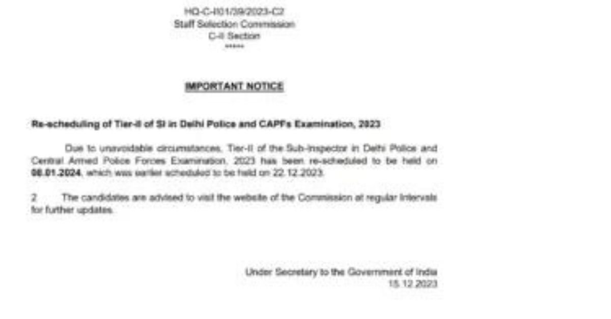 SSC CPO Exam Date 2024 Out for Paper 2 Check Exam Schedule