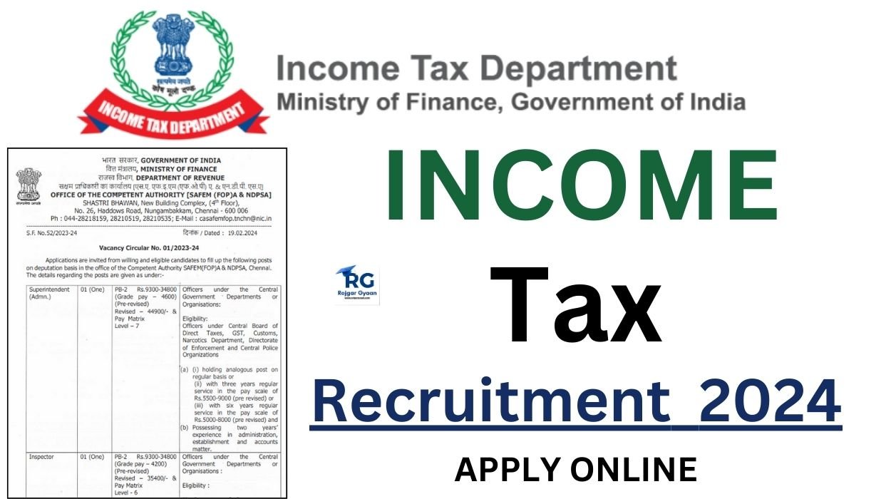 Income Tax Recruitment 2024 For Various Superintendent (admn) And ...