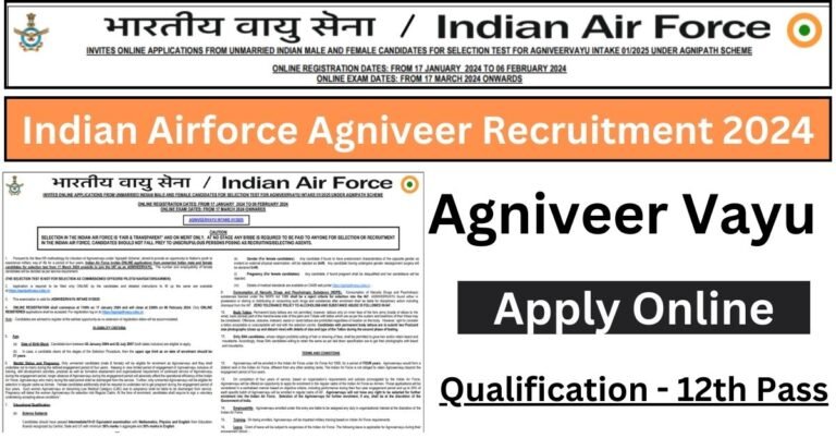 Indian Airforce Agniveer Recruitment 2024 Apply for Agniveer Vayu Intake (01/2025) Batch