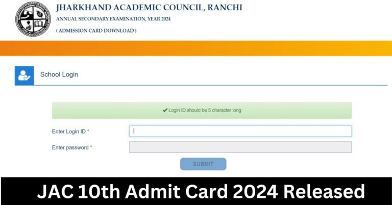 JAC 10th Admit Card 2024 Released