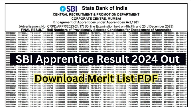 SBI Apprentice Result 2024 Out - 6160 Posts Download Merit List PDF