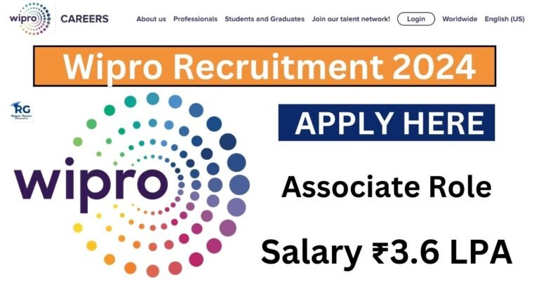 Wipro Recruitment 2024 Hiring for Various Associate Role - Salary Rs3.6 LPA