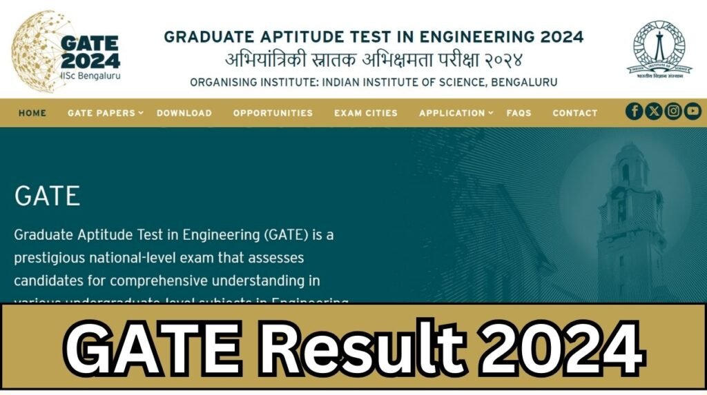 GATE Result 2024 Release, Score Card, Cut Off Over 6.8 Lakh