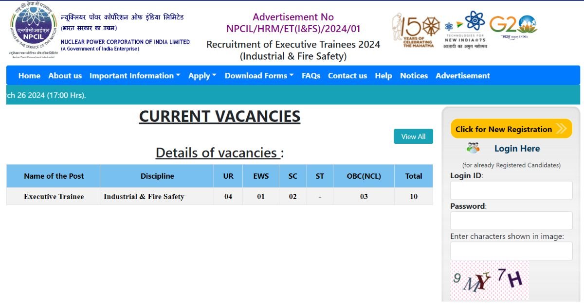 NPCIL Executive Recruitment 2024 Notification Out Check Eligibility