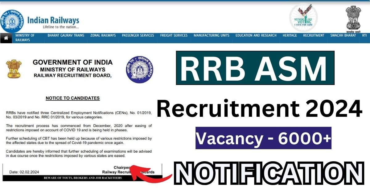 RRB ASM Recruitment 2024: Notification, Online Apply, Eligibility, Selection Process