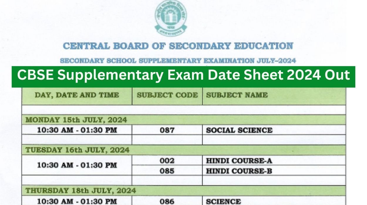 CBSE Supplementary Exam Date Sheet 2024 Out