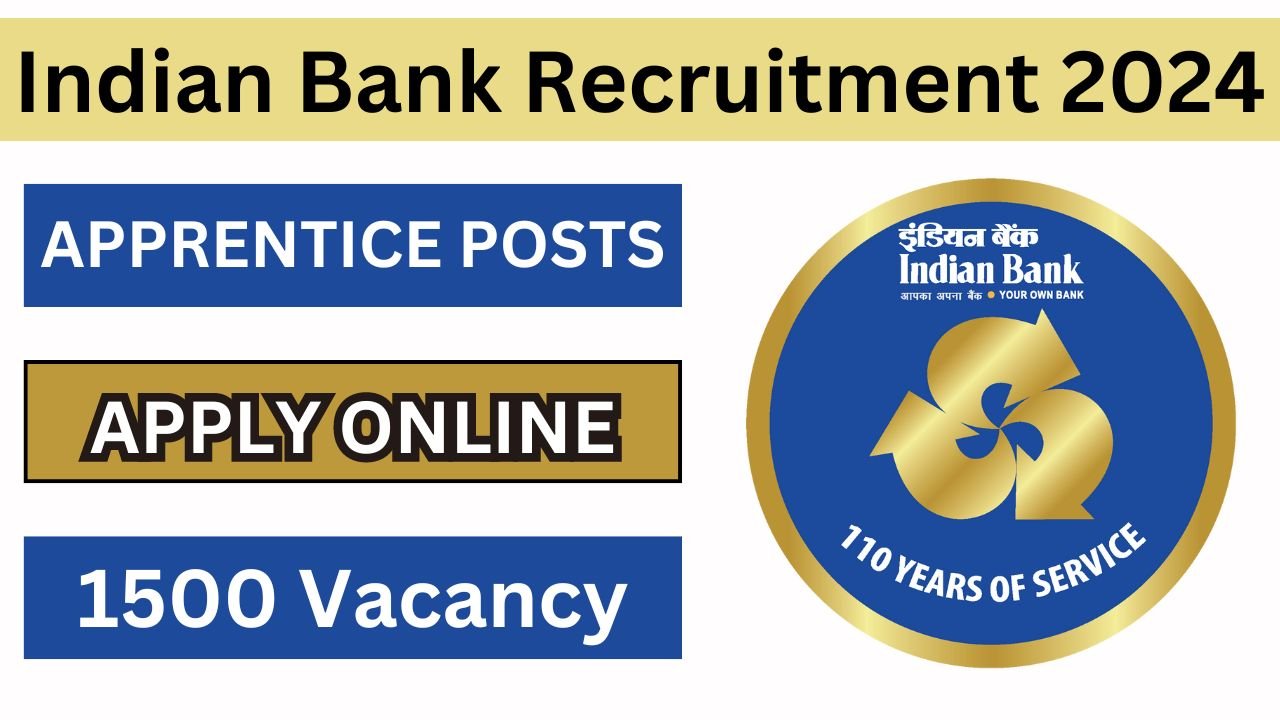 Indian Bank Recruitment 2024 Apply Online for 1500 Apprentice Posts