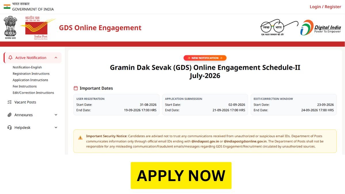 India Post GDS Recruitment 2026 -Apply for 25000+ Posts