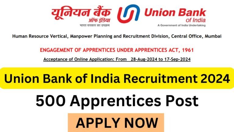 Union Bank of India Recruitment 2024 Apply For 500 Apprentices Post