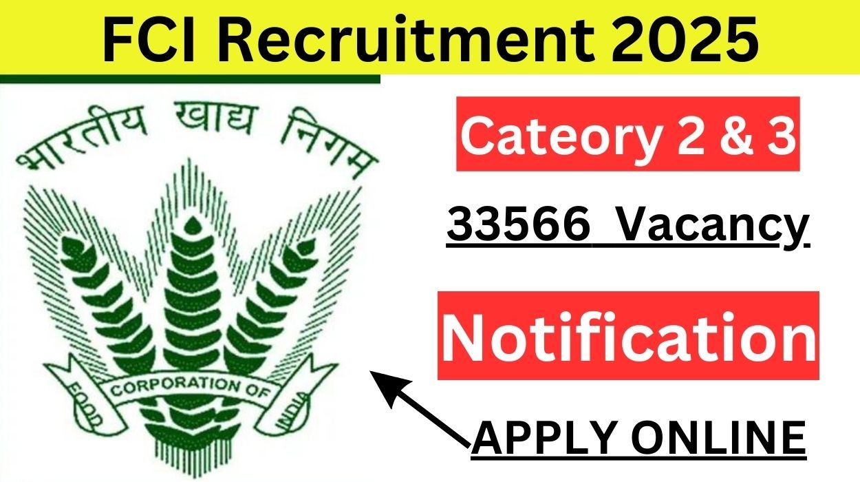 FCI Recruitment 2025 Notification for 33566 Cateory 2 & 3 Vacancy Apply Online Exam Pattern Syllabus