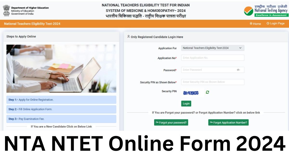 NTA NTET Online Form 2024 - Apply Here