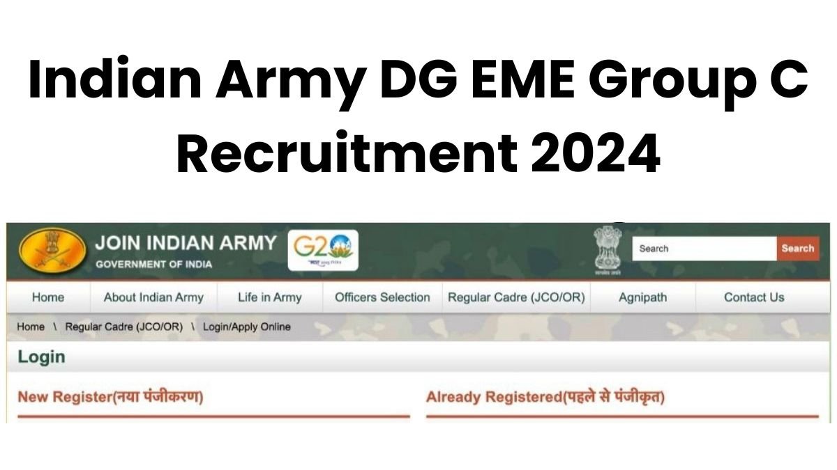 Indian Army DG EME Group C Recruitment 2024 – Apply For 625 Group C Vacancies