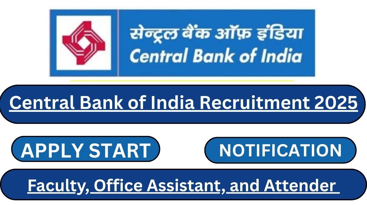 Central Bank of India Recruitment 2025 Apply Here for 06 Faculty and Other Posts
