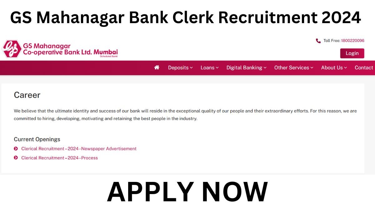 GS Mahanagar Bank Clerk Recruitment 2024 – Apply Now