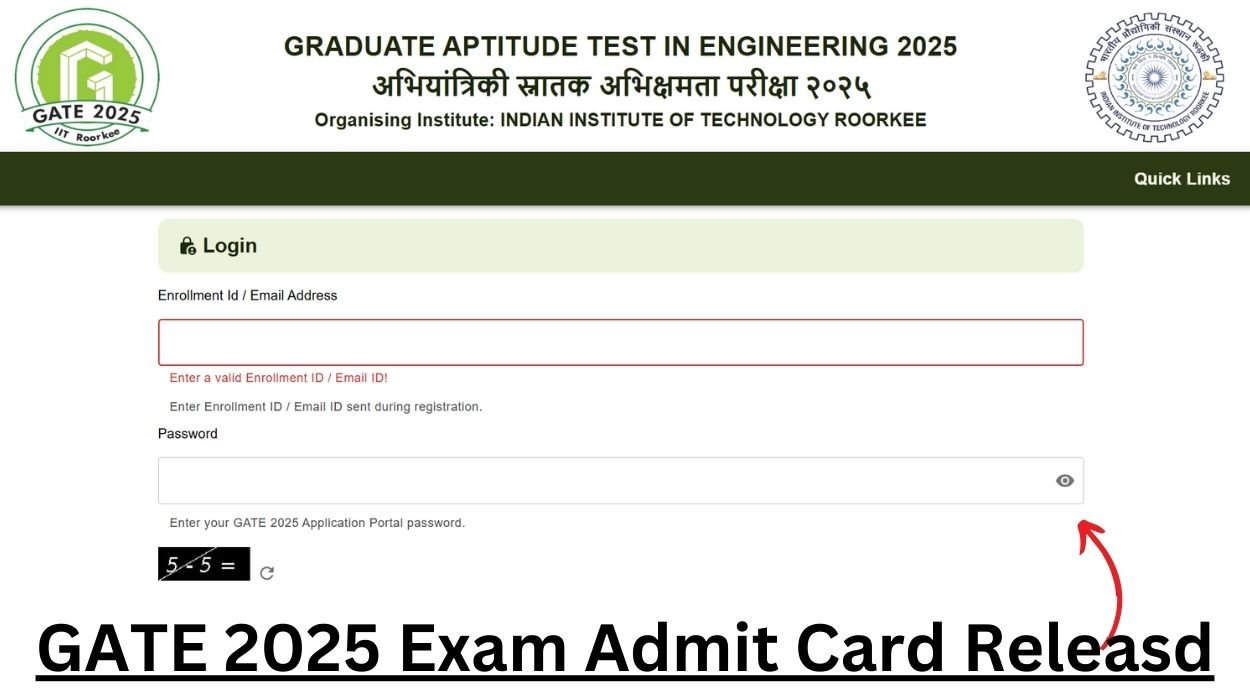 GATE 2025 Exam Admit Card Releasd