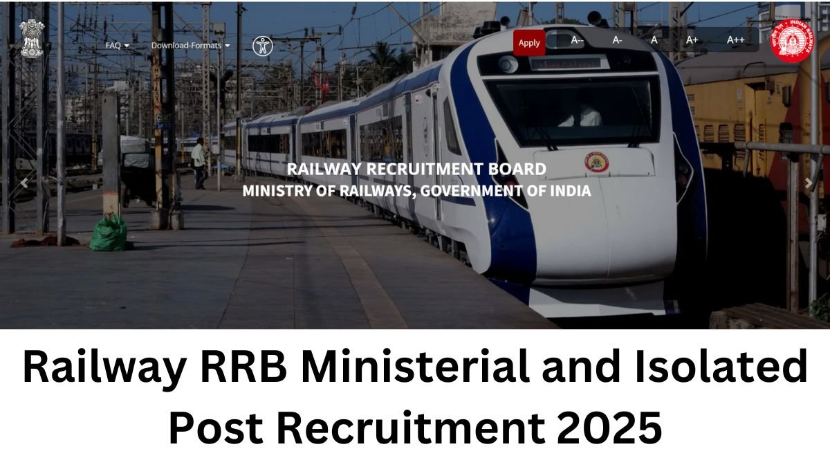 Railway RRB Ministerial and Isolated Post Recruitment 2025 Apply Online for 1036 Post