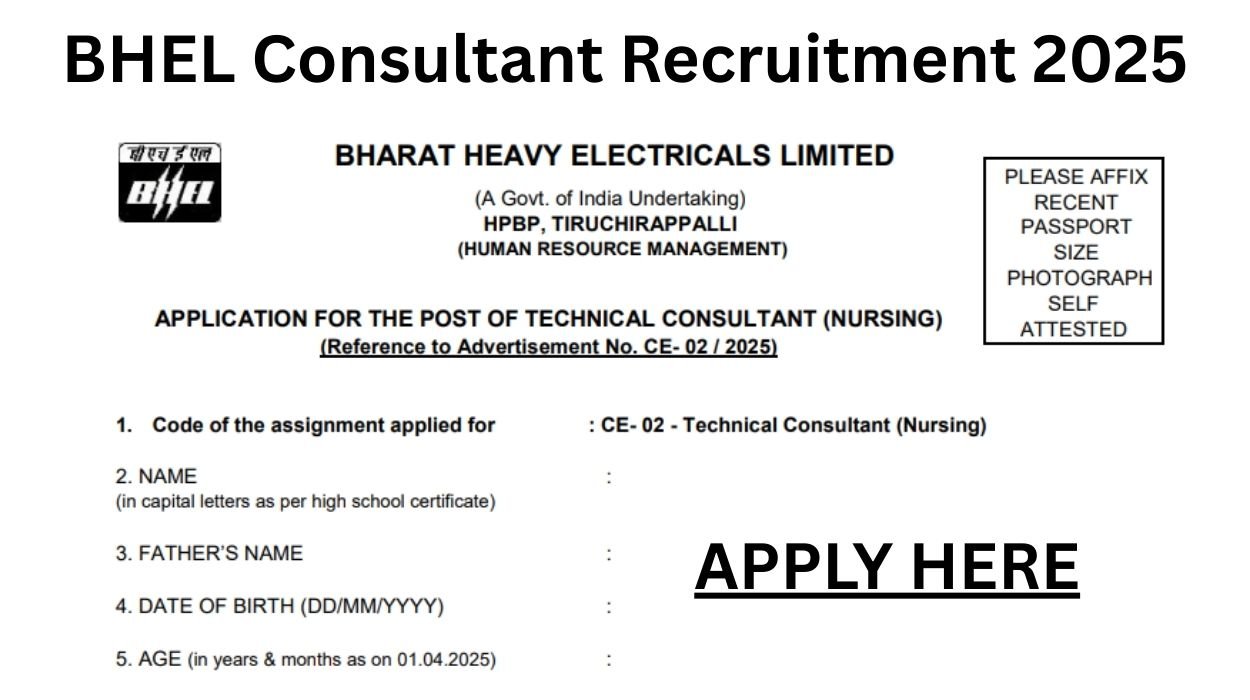 BHEL Consultant Recruitment 2025 for 02 Vacancies Salary ₹113000/-