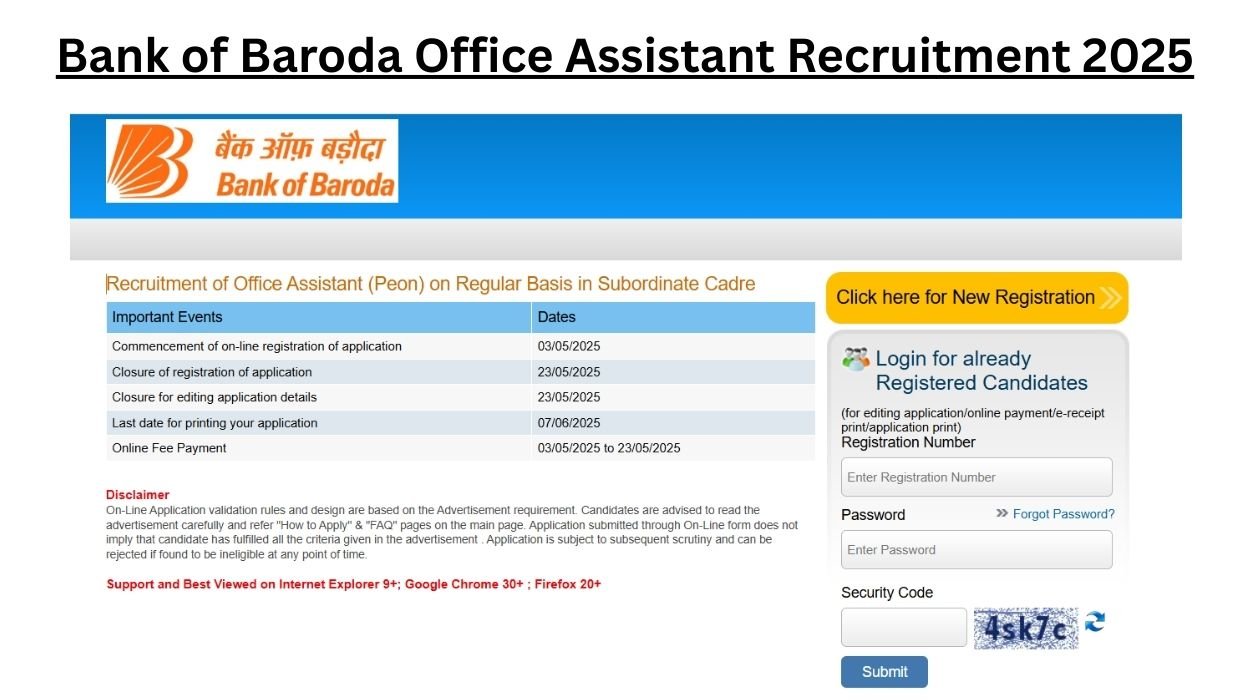 Bank of Baroda Office Assistant Recruitment 2025 for 500 Vacancies Syllabus And Exam Patten