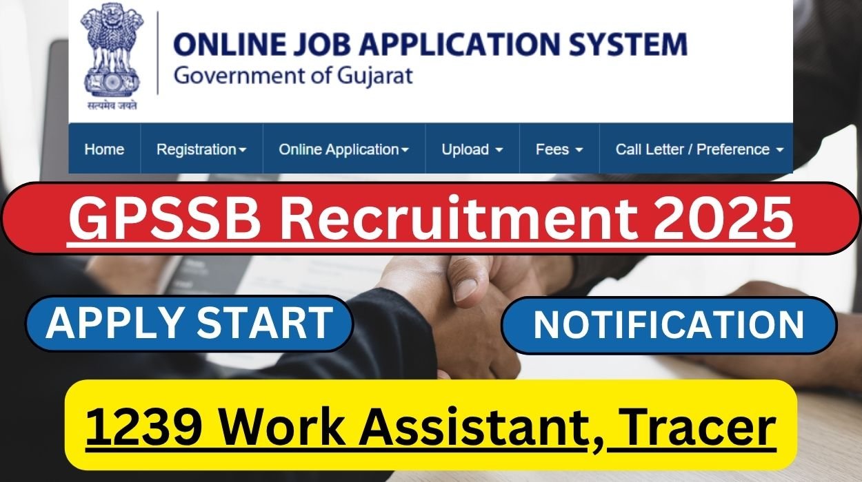 GPSSB Recruitment 2025 for 1239 Work Assistant, Tracer Vacancies Posts