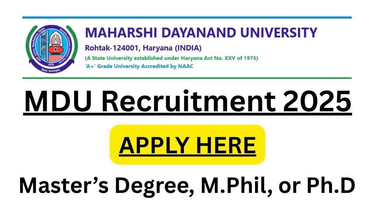 MDU Recruitment 2025 Notification for 158 Vacancies Apply online/offline