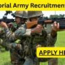 Territorial Army Recruitment 2025 for 19 Vacancies Apply online