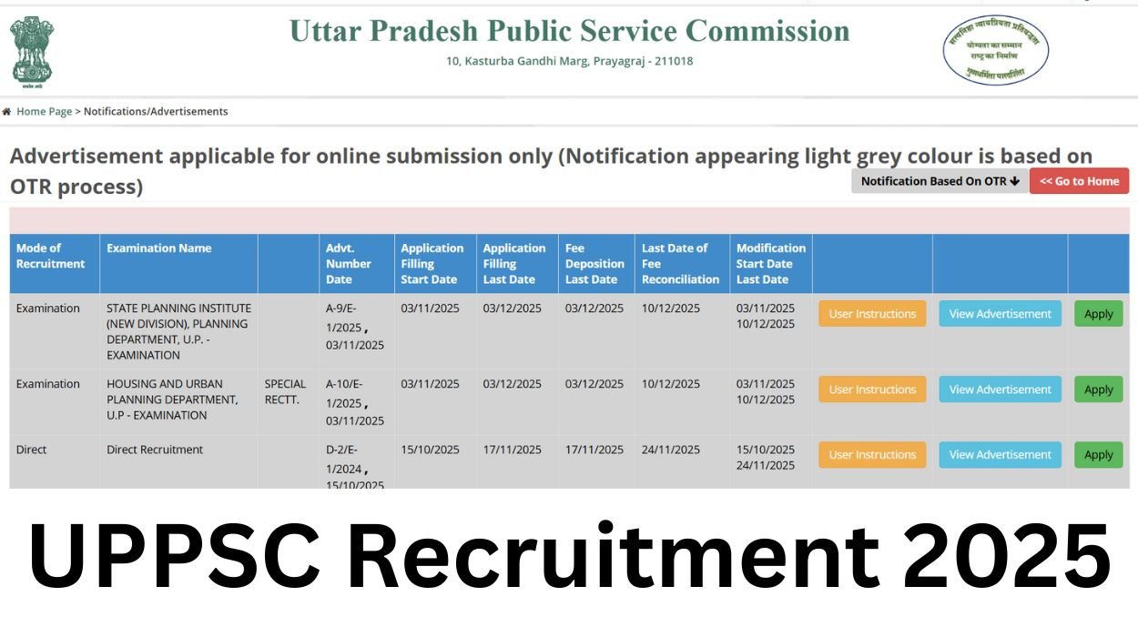 UPPSC Recruitment 2025 for 11 Assistant Town Planner Posts
