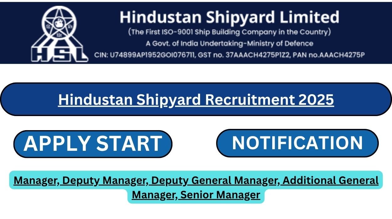 Hindustan Shipyard Recruitment 2025 for 26 Vacancies Apply online