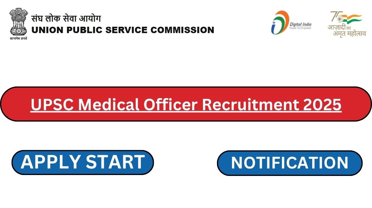 UPSC Medical Officer Recruitment 2025 for 462 Vacancies Apply online