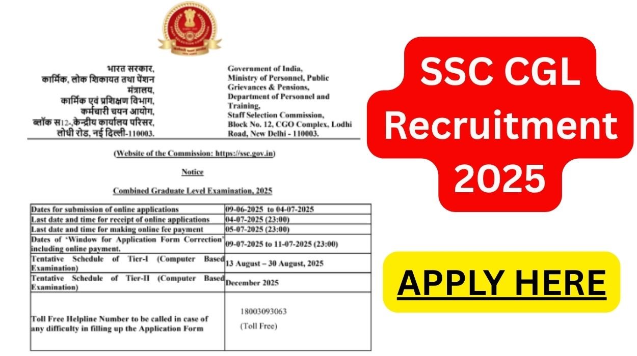 SSC CGL Recruitment 2025 Notification Out for 14582 Posts| Exam Date, Online Form