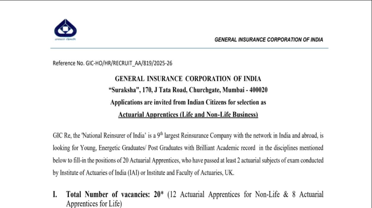 GIC India Recruitment 2025 Notification out for 20 Posts |Apply Online