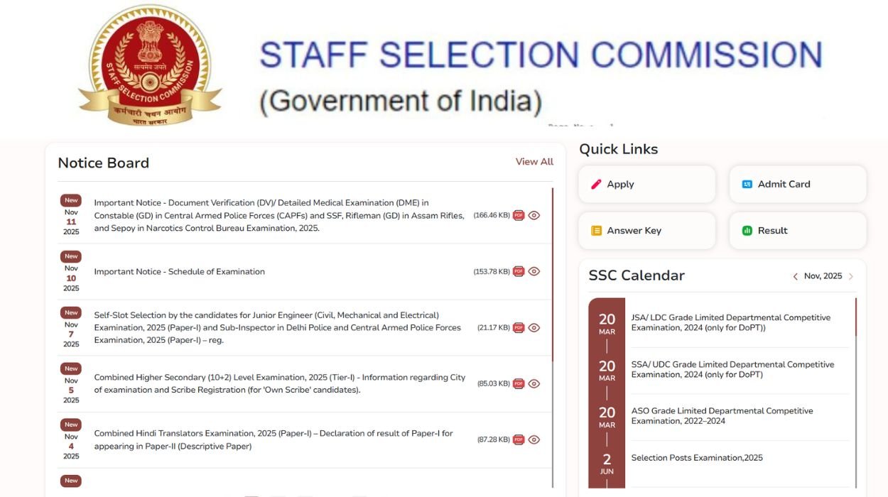 SSC JE Recruitment 2025 Exam Date Out