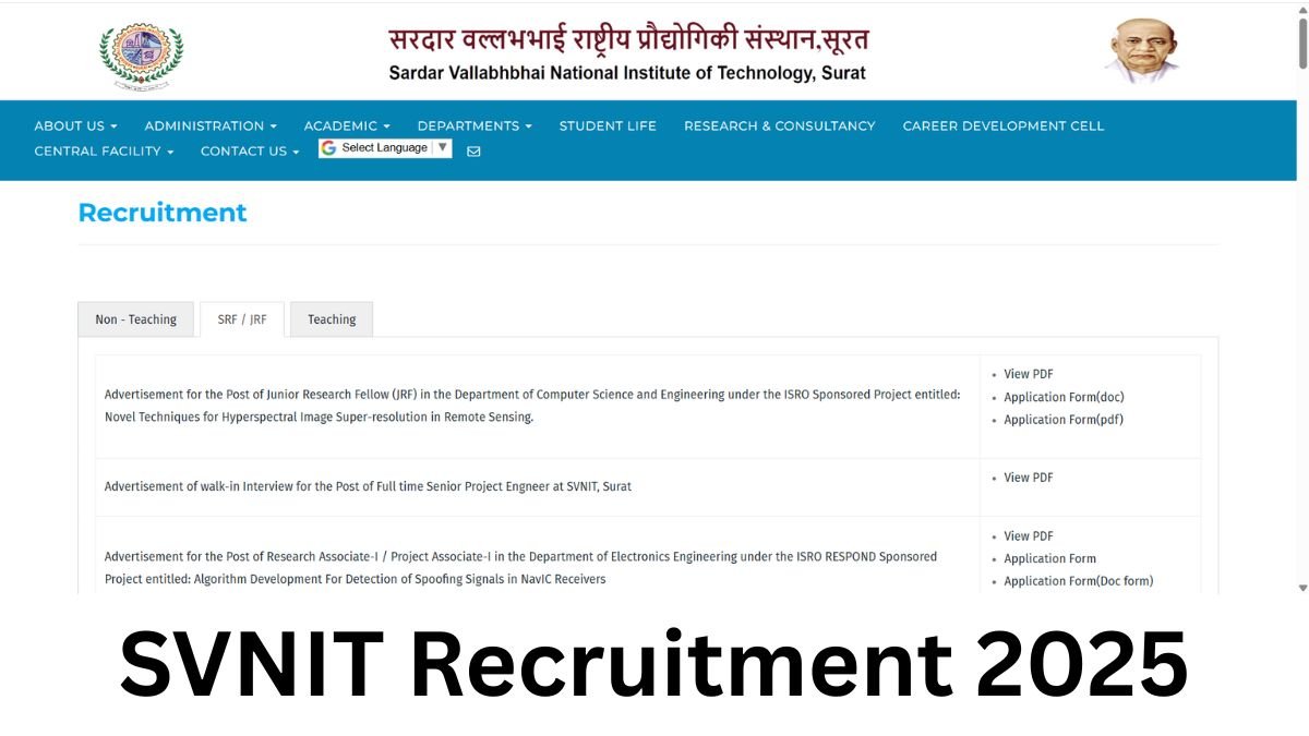 SVNIT Recruitment 2025