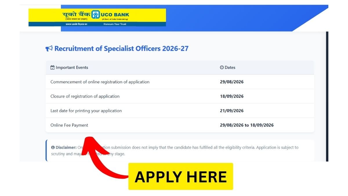 UCO Bank Recruitment 2026 for Manager Posts Apply online